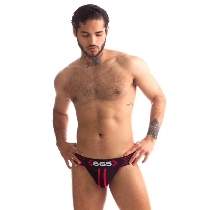 665 Female Sex Toys | 665 - Rally Jockstrap -Verkrijgbaar in 5 maten - Zwart/Rood