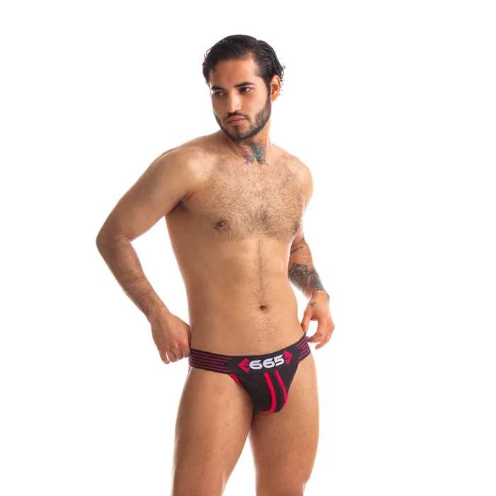 665 Female Sex Toys | 665 - Rally Jockstrap -Verkrijgbaar in 5 maten - Zwart/Rood