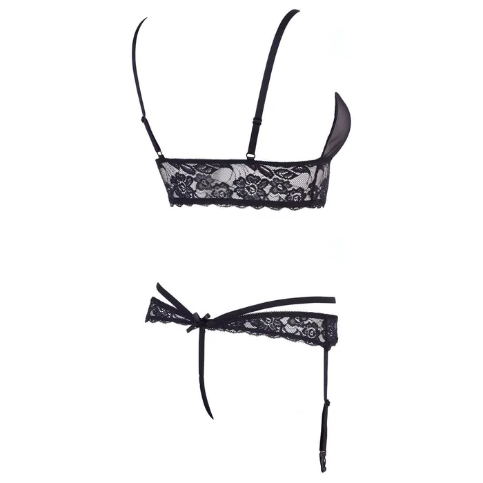 Completo Sexy 2 Pezzi: reggiseno e slip con zip richiudibile - Nero, Taglia M | Cottelli Collection Lingerie Vibrators