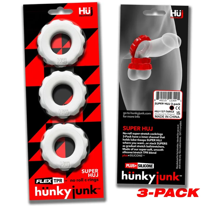 Female Sex Toys | Hünkyjunk - Super Huj - 3 stuks - Cockringen - Wit - Hünkyjunk