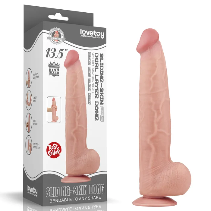 Female Sex Toys | Lovetoy Fallo Super Realistico con Pelle Scorrevole - 13.5'' Rosa Carne