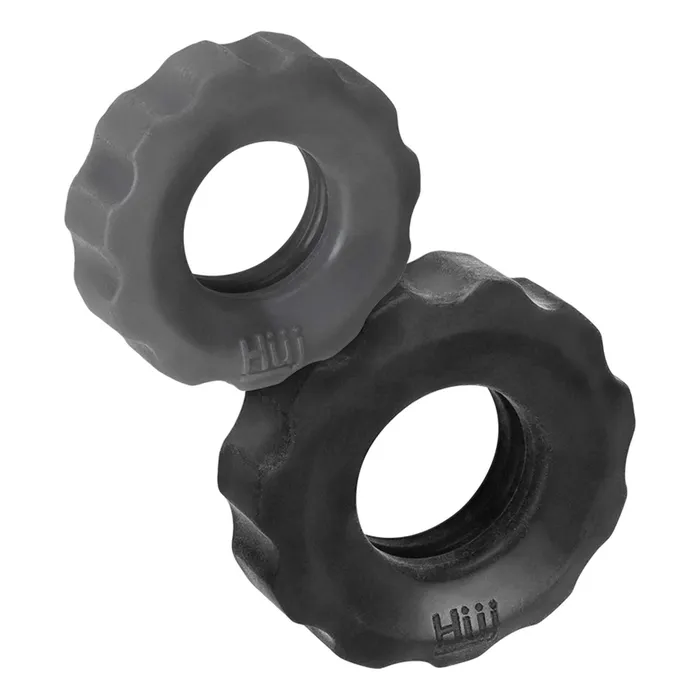 Hünkyjunk - Cog Ring - Set 2 Cockringen - Zwart/Grijs | Hünkyjunk Male Sex Toys