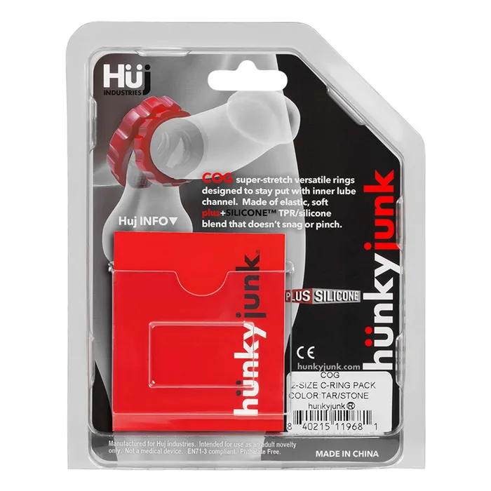 Hünkyjunk - Cog Ring - Set 2 Cockringen - Zwart/Grijs | Hünkyjunk Male Sex Toys