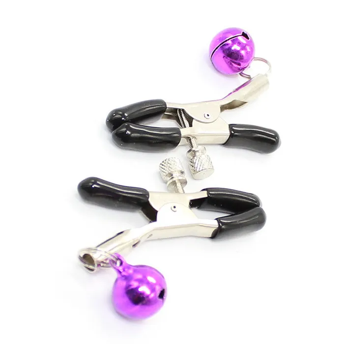 Italian-Sexy Vibrators | Morsetti per capezzoli con campanellini viola