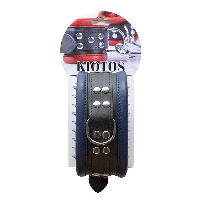 Kiotos Leather - Leren Collar 6.5 cm Gevoerd - Zwart/Blauw | Kiotos Restraints Kiotos Leather - Leren Collar 6.5 cm Gevoerd - Zwart/Blauw | Kiotos Restraints