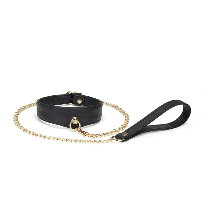 Liebe Seele Demons Kiss Smalle Curved Collar Met Leash Luxe En exclusief ontwerp ZwartGoud Liebe Seele Female Sex Toys