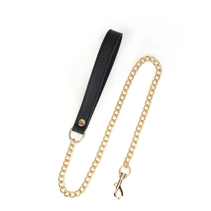 Liebe Seele - Demon's Kiss - Smalle Curved Collar Met Leash - Luxe En exclusief ontwerp - Zwart/Goud | Liebe Seele Female Sex Toys