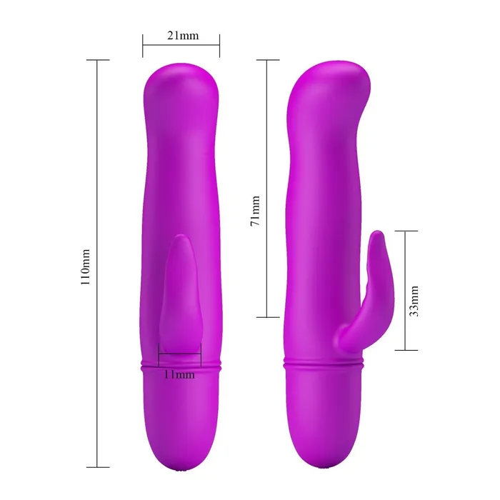 Mini Vibratore Rabbit totalmente in silicone - 10 modalità di vibrazione, Viola | Pretty Love Female Sex Toys