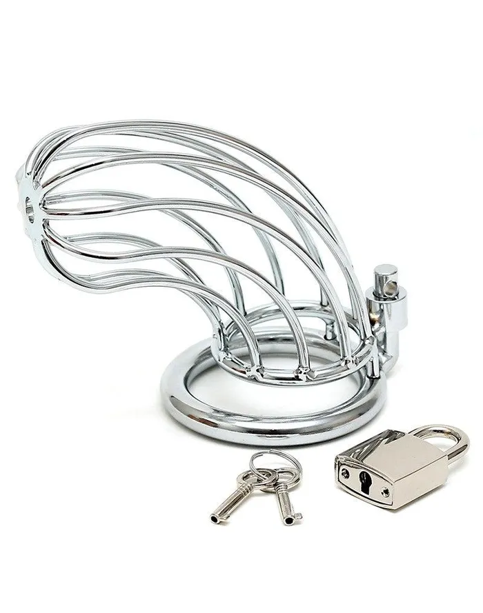 Rimba Bondage Play Couples | Rimba Bondage Play - Kuisheidskooi - Verchroomde Metalen Peniskooi Met Hangslot - Gaasvormig - One Size