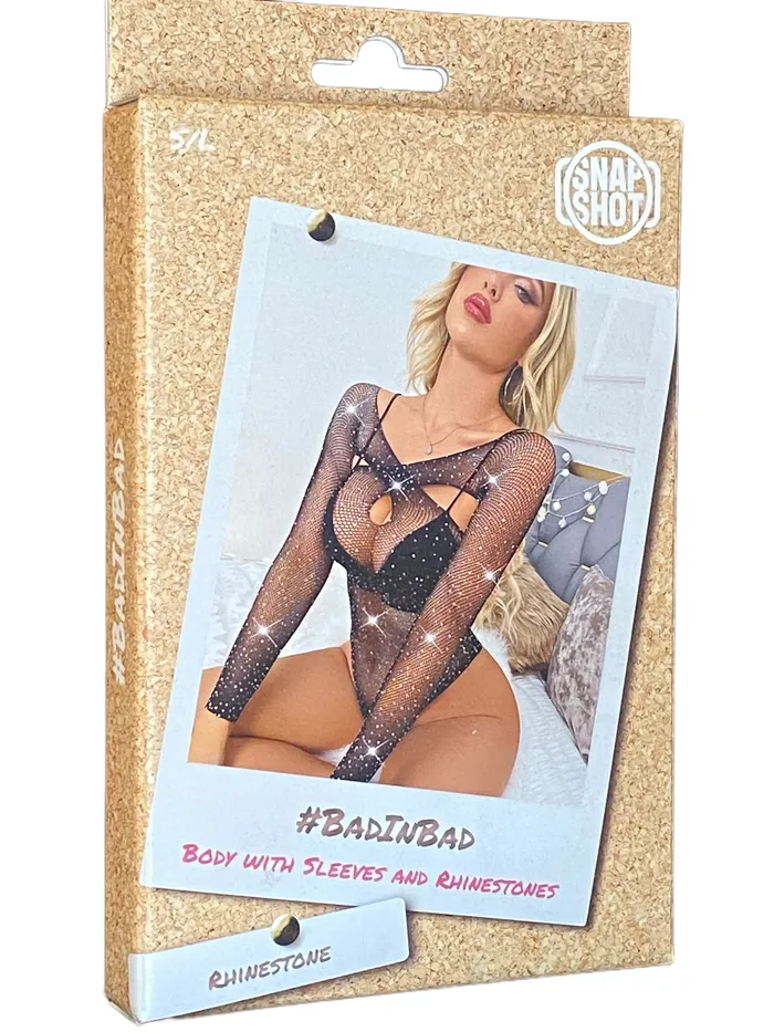 Teddies And Bodies | Snapshot Snapshot - #badinbad - Body met Mouwen en Strass steentjes - One Size - Zwart