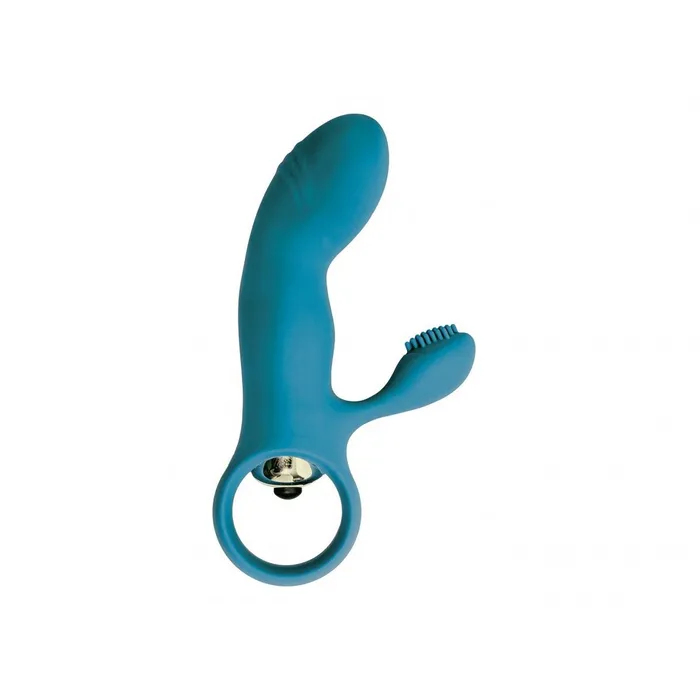 Virgite Female Sex Toys | Mini Vibratore Rabbit (stimolazione interna ed esterna) in 100% puro Silicone - Azzurro, Batteire Incluse