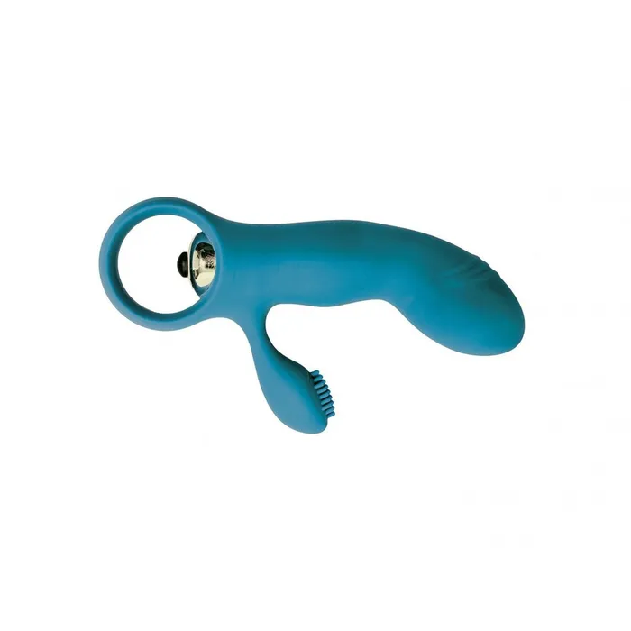 Virgite Female Sex Toys | Mini Vibratore Rabbit (stimolazione interna ed esterna) in 100% puro Silicone - Azzurro, Batteire Incluse